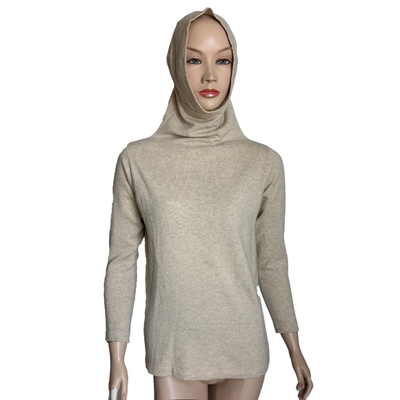 Bonnie Cashin Sweater Funnel Neck Cowl Cashmere Oatmeal Wool Vintage 1970s Rare - Picture 4 of 12